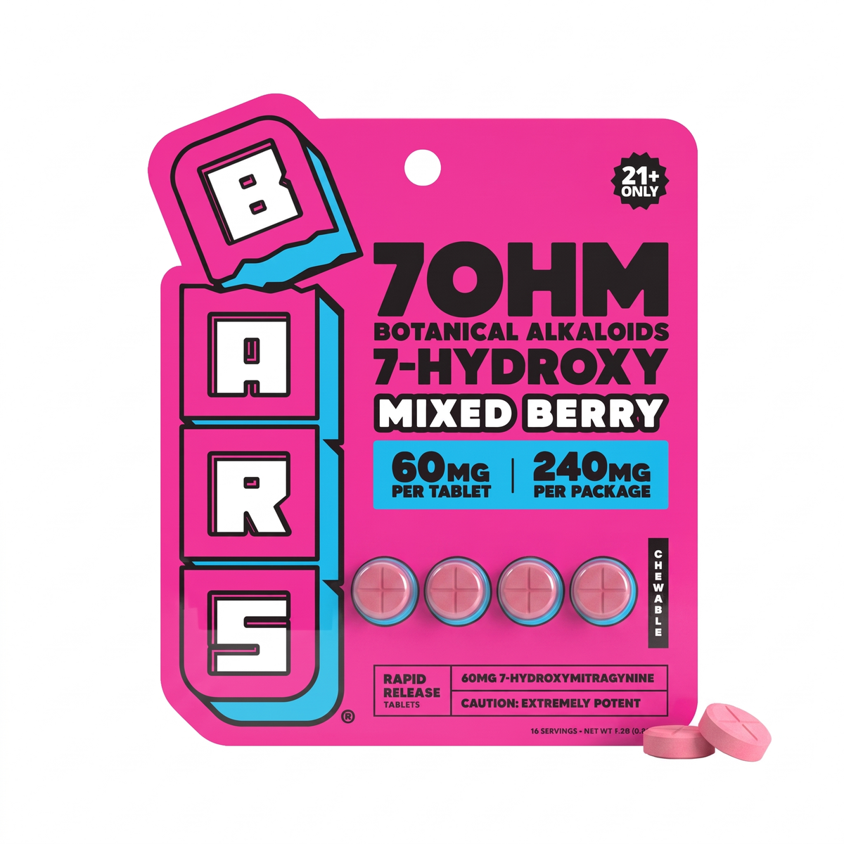 Buy 60mg - 7 Hydroxy Tablets - Mixed Berry – trybars